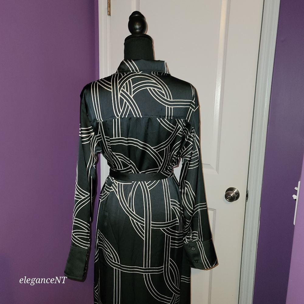 H & M Black and White Geometric Pattern Dress Sz: M NWT - Picture 12 of 13